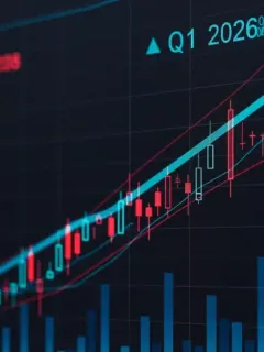 Dynamic stock market charts illustrating Q1 2026 investment growth