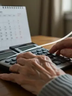 Elderly hands calculating 2026 Social Security COLA benefits