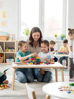 Children learning in a modern early childhood education classroom