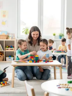 Children learning in a modern early childhood education classroom