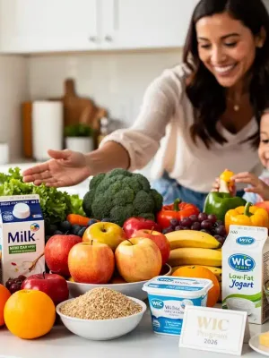 Diverse healthy foods representing WIC Program 2026 new allowances