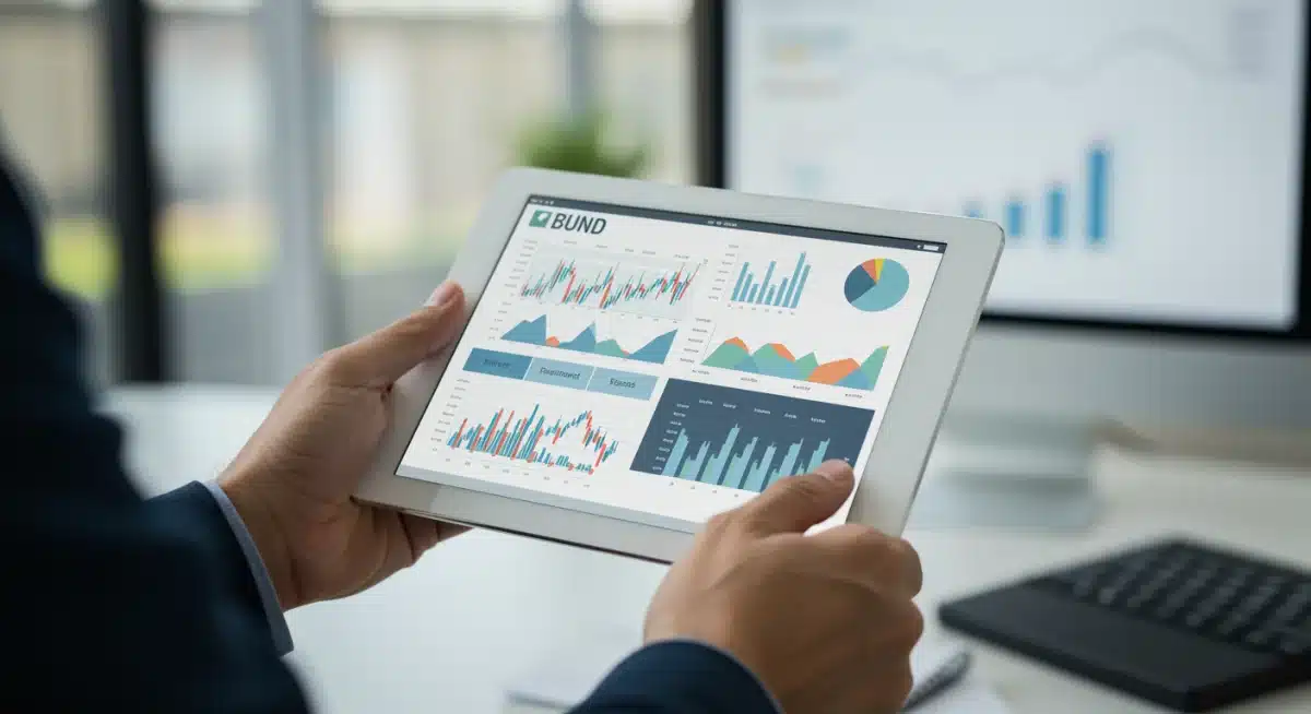 Investor analyzing fixed-income bond portfolios on a tablet