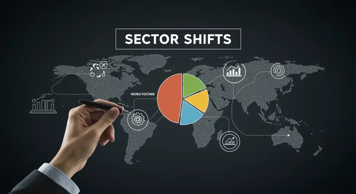 Infographic showing shifting performance across different market sectors