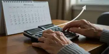 Elderly hands calculating 2026 Social Security COLA benefits