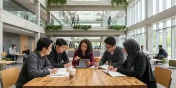 Students collaborating in a modern competency-based education setting