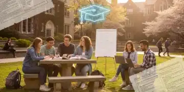 Students on campus discussing studies, representing Pell Grants 2026 impact on higher education access.